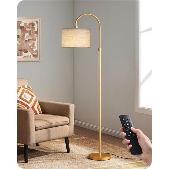 EDISHINE Modern Arc Floor Lamp with Remote, Dimmable Gold Floor Lamp, - Picture 8 of 8